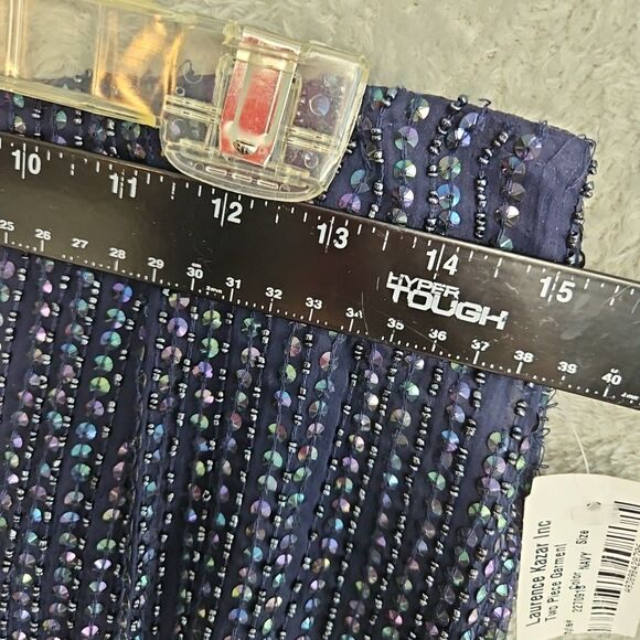 Lawrence Kazar Women's Lg blue Silk Beaded Skirt And Top formal wedding - Picture 15 of 16